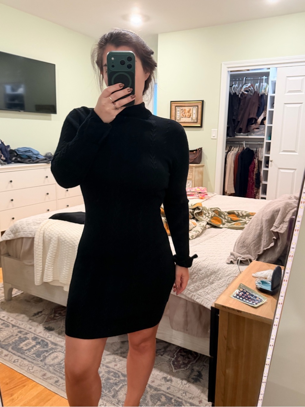 Abercrombie & Fitch Black Long-Sleeve Turtleneck Bodycon Dress